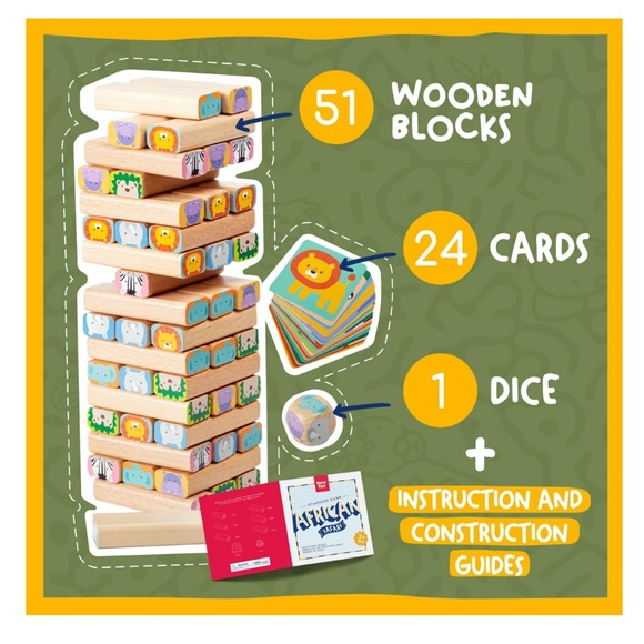 🎁🎁NENE TOYS Kids NIB 4-in-1 Educational Wooden Block Stacking Game - Picture 7 of 9